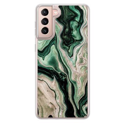 Samsung Galaxy S21 Plus hybride hoesje - Green waves