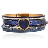 Deja Armband goudkleurig met hartvormige natuursteen in blauw - thumbnail