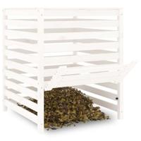 Compostbak 82,5x82,5x99,5 cm massief grenenhout wit - thumbnail