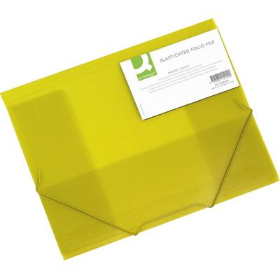 Q-CONNECT elastomap, A4, 3 kleppen en elastieken, transparant PP, geel