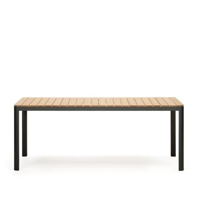 Kave Home Tuintafel 'Bona' Teakhout, 200 x 100cm, kleur Naturel/Zwart