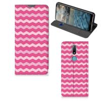 Nokia 2.4 | Hoesje met Magneet | Waves Pink - thumbnail