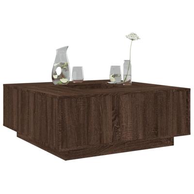Salontafel 100x100x40 cm bewerkt hout bruin eikenkleur
