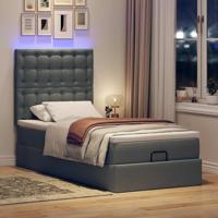 Ottoman bed met matras en LED's 120x190 cm stof donkergrijs - thumbnail