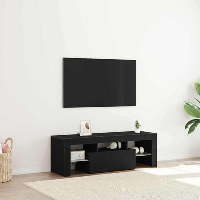 TV-kast met lade Zwart Eiken 120 x 35 x 40 cm Bewerkt hout