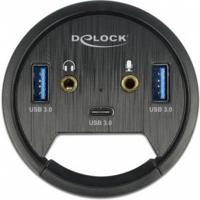 Delock 62794 3-poorts hub voor in bureau USB 1 x USB Type-C en 2 x USB Type-A + HD-audiopoorten - thumbnail