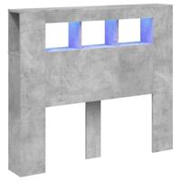 Hoofdeinde met LED 120x18,5x103,5 cm bewerkt hout betongrijs - thumbnail