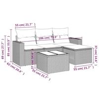 5-delige Loungeset met kussens poly rattan beige - thumbnail