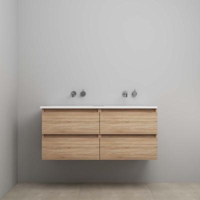 On-Line Onderkast - 120 cm - Voorgemonteerd - Acryl Wastafel - Kraangat naar Keuze - Eiken