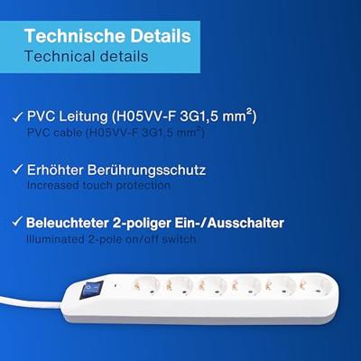 REV 0014641100 Stekkerdoos met schakelaar Wit, Grijs Randaarde stekker 1 stuk(s)