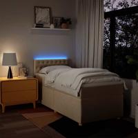 Boxspring met matras stof crèmekleurig 140x200 cm - thumbnail