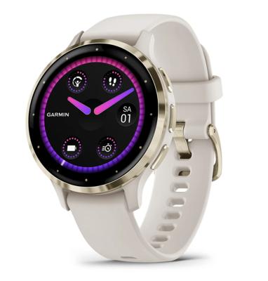 GARMIN Venu 3S GPS Smartwatch, 30,4 mm (1,2), zacht goudkleurig staal, ivoren kast en ivoren siliconen band