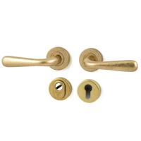 Hardbrass Achterdeurset Silvia compleet SKG3 met kerntrekbeveiliging - messing getrommeld - thumbnail