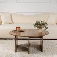 Salontafel - MOIRA - Rond - Walnoot - 90 x 90 x 41 cm - thumbnail