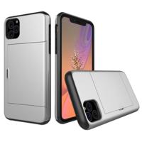Schokbestendig Rugged Armor beschermhoes met kaartsleuf voor iPhone 11 Pro (zilver) - thumbnail