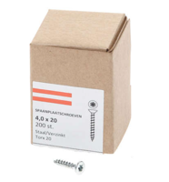 Hoenderdaal Spaanplaatschroef Vz Pk Torx TX20 4.0X20 | 200 stuks - 0206.01.25001 - thumbnail