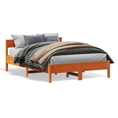Bedframe zonder matras massief grenenhout wasbruin 120x200 cm