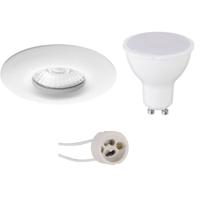 LED Spot Set - Pragmi Luno Pro - Waterdicht IP65 - GU10 Fitting - Inbouw Rond - Mat Wit - 4W - Warm Wit 3000K - Ø82mm - thumbnail