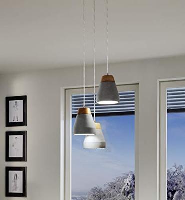 Eglo HanglampTarega 3-lichts betongrijs met hout - 95526