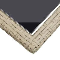Tuintafel 110x53x72 cm glas en poly rattan beige - thumbnail