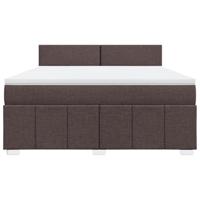 Boxspring met matras stof donkerbruin 180x200 cm - thumbnail