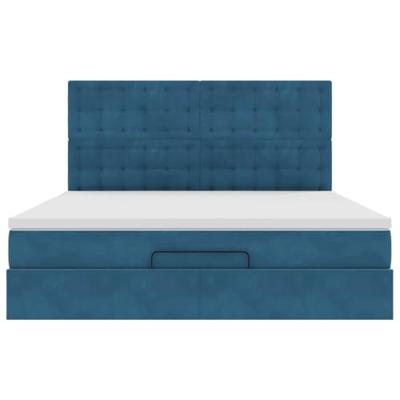 Ottoman bed met matrassen 180x200cm fluweel donkerblauw
