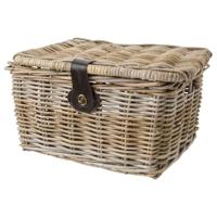 Rotan Fietsmand Met Klep Medium Naturel - thumbnail