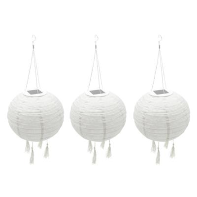 Set van 3 zonnelantaarns - LUMISKY - HIMALAYA - Ø30cm - Beige, crème en feestelijke bruiloft - warm witte LED