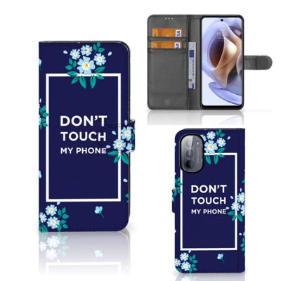 Motorola Moto G31 | G41 Portemonnee Hoesje Flowers Blue DTMP Motorola Moto G31 | G41 Portemonnee Hoesje Flowers Blue DTMP