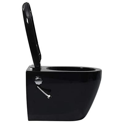 Hangend toilet randloos met bidetfunctie keramiek zwart - thumbnail