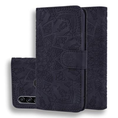Voor Galaxy A20s kalf patroon Mandala dubbele vouwen ontwerp reliëf lederen draagtas met portemonnee & houder & kaartsleuven (zwart) Voor Galaxy A20s kalf patroon Mandala dubbele vouwen ontwerp reliëf lederen draagtas met portemonnee & houder & kaartsleuven (zwart)