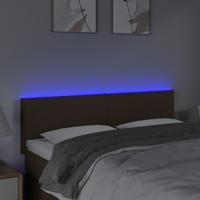 Hoofdbord LED 144x5x78/88 cm stof donkerbruin - thumbnail