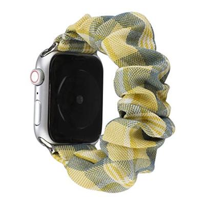 Elastisch scrunchie nylon bandje - Geel / Blauw - Geschikt voor Apple Watch 44mm / 45mm / 46mm / 49mm Elastisch scrunchie nylon bandje - Geel / Blauw - Geschikt voor Apple Watch 44mm / 45mm / 46mm / 49mm
