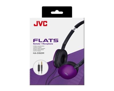 JVC Flats On-Ear Bedrade Koptelefoon – Plat Opvouwbaar Ontwerp – 30 mm Driver voor Krachtig Geluid – Zachte Oorkussens voor Comfort – Stalen Hoofdband – Lichtgewicht & Draagbaar – HA-S160M-V (Paars)