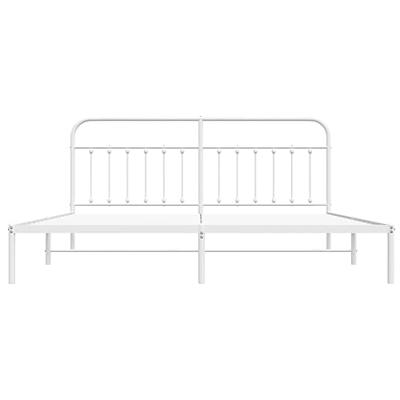 Bedframe met hoofdbord metaal wit 200x200 cm - thumbnail