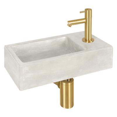 Fonteinset Differnz Ravo Beton 38.5x18.5x9 cm Licht Grijs Met Rechte Mat Goud