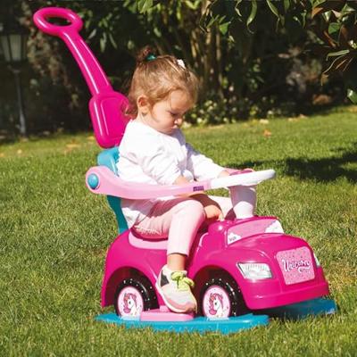 Dolu Eenhoorn Loopauto met Duwstang Roze - thumbnail