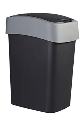 Curver flip bin 25 liter zwart/lichtgrijs