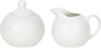 Melkkan & suikerpot porselein wit - thumbnail