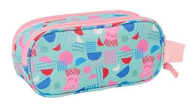 Pennenetui met 2 vakken Peppa Pig Groen Roze 21 x 8 x 6 cm 3D