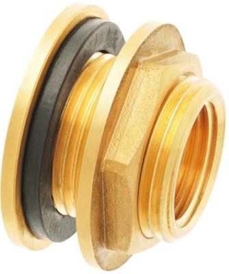 Messing wanddoorvoer - 3/4 x 1/2 - buitendraad x binnendraad