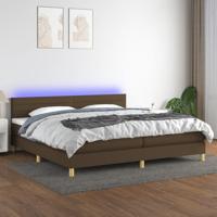 Boxspring met matras en LED stof donkerbruin 200x200 cm - thumbnail