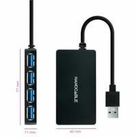 NANOCABLE 10.16.4403 - USB 3.0 hub met 4 USB 3.0-poorten, USB-A/stekker naar USB 3.0/bus, zwart, 15 cm - thumbnail