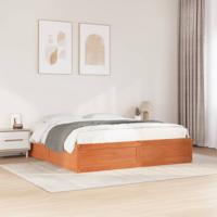 Bedframe zonder matras massief grenenhout wasbruin 180x200 cm - thumbnail