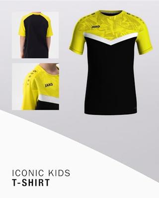 JAKO 6124K T-Shirt Iconic Kids - Zwart/Zachtgeel - 152