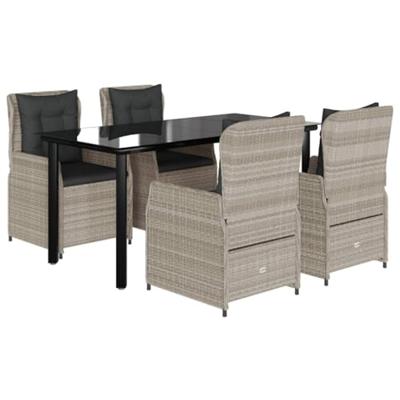 5-delige Tuinset met kussens poly rattan lichtgrijs 5-delige Tuinset met kussens poly rattan lichtgrijs