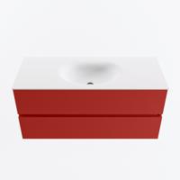 MONDIAZ VICA 110cm badmeubel onderkast Fire 2 lades. Wastafel MOON midden zonder kraangat, kleur Talc. - thumbnail