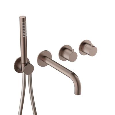 Hotbath Afbouwdeel -Inbouw Bad thermostaat Ace Met 2-Weg Stop-Omstel Met Uitloop Handdouche/ Doucheslang Geborsteld Koper PVD