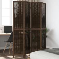 Kamerscherm met 4 panelen massief paulowniahout donkerbruin - thumbnail