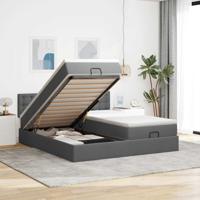 Ottoman bed met matrassen en LED's 180x200cm stof donkergrijs - thumbnail